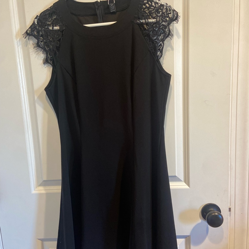 Chic Black Dress with Lace Sleeves
